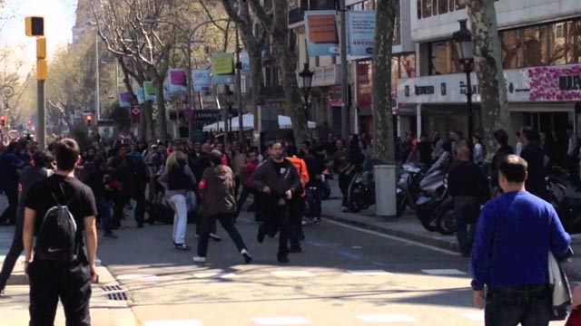 Imagen de disturbios ocurridos en 2012 en el Paseo de Gracia.